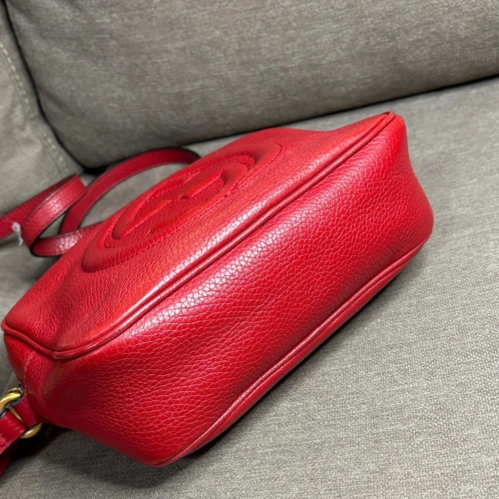 Authentic Gucci Soho Red Disco Leather Crossbody with Tassel
